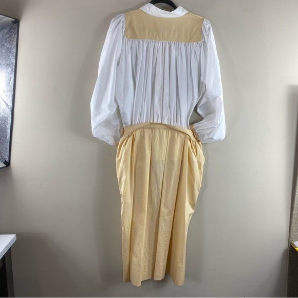 Marni Made in Italy White Tan Buttoned Front Poplin Midi Shirt Dress Sz 6 (42) - Picture 11 of 15